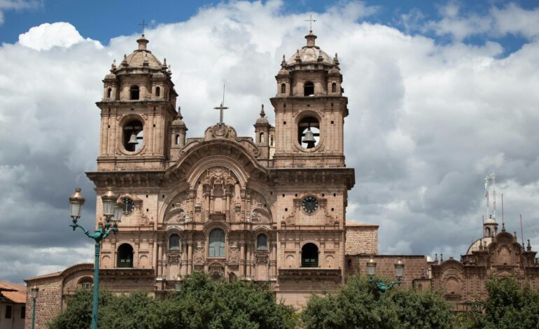 African church congregation with traditional and Christian elements symbolizing religious syncretism